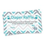 Diaper Raffle Tickets – Teal Blue Elephant Baby Shower Invitation Insert Cards (25 Count)