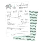 50 Elephant Advice and Prediction Cards for Baby Shower Game, New Mom & Dad Card or Mommy & Daddy To Be, For Girl or Boy Babies, New Parent Message Advice Book, Fun Gender Neutral Shower Party Favors