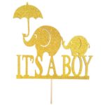 Dovewill 20pcs Glitter Elephant Its a Boy Cake Topper Cupcake Picks Party Baby Shower – Its a boy