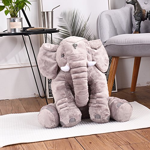 large gray stuffed elephant