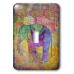 3dRose Andrea Haase Animals Illustration – Ethnic inspired elephant art in green yellow and purple – Light Switch Covers – single toggle switch (lsp_262981_1)