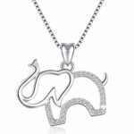925 Sterling Silver Lucky Jewelry CZ Elephant Vintage Pendant Necklace, Box Chain 18″