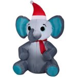 Christmas Inflatable Elephant With Santa Hat And Scarf By Gemmy (1)