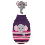 Zack & Zoey Piggy Back Pals Sweater and Hat Set for Dogs, 10″ X-Small, Elephant