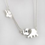 Smilestyle New Silver Elephant Family Stroll Design Stylish Women Charming Crystal Chain Necklace