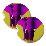 Elephant Pink – Car Cup Holder Natural Stone Drink Coaster Set