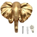bouti1583 Single Elephant Head Ear Wall Hanger Coat Hat Hook Animal Shaped Decorative Gift Gold