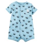 Carter’s Baby Boys’ Elephant Snap Up Cotton Romper