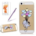 Clear Case for iPhone 5 5S SE,Girlyard Creative [Animal Case] Design Ultra Slim Transparent Soft TPU Silicone Back Rubber Bumper Anti-Scratch Protector Cover for iPhone 5 5S SE-Elephant Ball