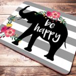 Be Happy ELEPHANT Mouse Pad Inspirational Quote Striped Mousepad Cute Desk Accessories Office Gifts