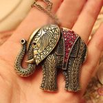 Fheaven Elephant Crystal Vintage Retro Long Necklace Jewellery Pendant Necklace
