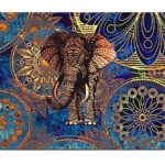 Wknoon Thick Rectangle Rubber Gaming Mouse Pad,Vintage Indian Ethnic Elephant Art Gold and Blue Mandala Pattern,Personalized Design Large Mousepad for Laptop Computer
