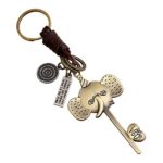 Idealgo Leather Key Chain Creative Design 3D DIY Metal Decration Leather Keychain Key Decoration Key Ring Leather Key Chain Gift for Men and Women (Elephant)