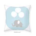 VROSELV Custom Cotton Linen Pillowcase Elephant Nursery Decor Little Baby Elephant with Big Balloons Happy Funny Icon for Bedroom Living Room Dorm Mauve Light Blue White 14″x14