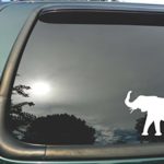 Elephant Silhouette 2- Die Cut White Vinyl Window Decal/sticker for Car or Truck 7″x5″