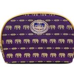 Makeup Cosmetic Bag Small Case Travel Purse Pouch Elephant Canvas Unique Handmade (Purple)