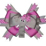 NEW “ELEPHANT Pink & Gray” Hairbow Alligator Clip Girls Grosgrain Ribbon Hair Bows Birthday Party Boutique Jungle Zoo Safari