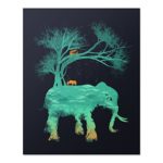 Beautiful Elephant Wilderness Forest Art Print Abstract Colorful African Animal Trees Nature Mountains Poster Home Decor 8 x 10 inches