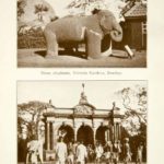 1922 Print Victoria Gardens Bombay India Elephant Statue Entrance Street Scene – Original Halftone Print