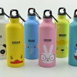 MicroBird Cute metal sports water bottle 17 Ounce small mini size for kids, aluminum cartoon cups for outdoor travel