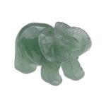 JOVIVI Natural Rose Quartz/Aventurine/Tiger Eye/Opalite Carved Gemstones Elephant Figurine 2” Room Decoration, with Gift Box (Green Aventurine)