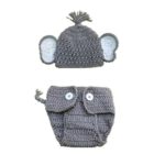 Leedford 2pcs Newborn Baby Elephant Stretchy Knit Photo Baby Hat+Shorts Costume Set Photography Propsography Props (B, Gray)