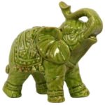 Urban Trends 10616-UT Decorative Ceramic Elephant, Green