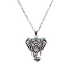 Geerier Vintage Silver Good Luck Elephant Owl Necklace Pendant Feathers Chain Tassel