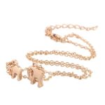 Clearance Delicate Two Elephant Animal Pendant Necklace Fashion Collarbone Chain (Gold)