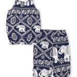 Girls Outfit 2 Piece Elephant T Shirt Tops+ Harem Pants Summer Clothing Set