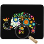 Bright Seamless Texture Beautiful Hand Painted Patterns Background Colorful Flower Elephant Bird Mouse Pad Office Desktop or Gaming Cloth Surface Natural Rubber Mouse Mat