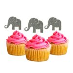 Elephant Cupcake Topper 12 Pack Cupcake Topper Decoration Cake glitter cardstock silver