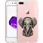 Cute Baby Elephant Clear Phone Case for iPhone 8 Plus / iPhone 7 Plus Customized Design by MERVELLE TPU Clear Shock-Proof Protective Case [Ultra Slim, Anti-Slippery]