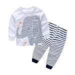 Clearance! Napoo Baby Boys Elephant Print Tops+ Stripe Long Pants 1Set Clothes (1 Years, White)