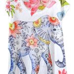 Futurino Women’s Graphic Elephant Print Short Sleeve Casual Tee Shirt Tops