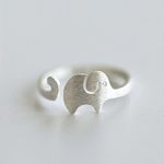 SeaISee Solid silver 925 cute elephant resizable ring trendy young style
