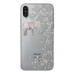 iPhone X Case,Blingy’s Cute Animal Style Transparent Clear Protective Soft TPU Rubber Case for iPhone X (Elephant Flowers)