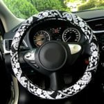 Rayauto 38cm/15 Automotive Ethnic Cloth Wrap Cute Elephant Universal Car Steering Wheel Cover Black white