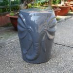 International Caravan Wild Elephant Drum Ceramic Gardn Stool – Grey