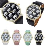 Womens Elephant Watches,COOKI Unique Analog Fashion Lady Watches Female watches on Sale Casual Wrist Watches for Women,Round Dial Case Comfortable Faux Leather Watch-H34