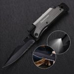 Survival Knife – Updated 7-in-1 Tactical Pocket Folding Knife with LED Flashlight, Glass Breaker, Seatbelt Cutter, Magnesium Fire Starter, Whistle and Bottle Opener, Best Stainless Steel Camping Gear