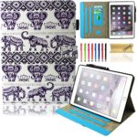 iPad 9.7 Inch 2018 2017/iPad Air 2/iPad Air Case,Dteck Leather Stand Smart-shell Case with Auto Sleep/Wake Function Card Slot Protective Cover for Apple iPad 6th/5th Gen,iPad Air 1/2,Blue Elephant