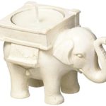 Lucky Elephant Antique Ivory-Finish Tea Light Holder