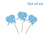 Baby Elephant Cupcake Toppers for Baby Shower Birthday Party Decorations, Blue, 20 Count