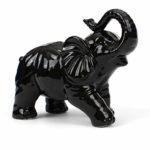 Milltown Merchants&Trade; Elephant Figurine – Ceramic Elephant – Elephant Decor – Black Ceramic Elephant Statue (Large – 9″) – Contemporary Elephant Home Decor
