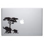 Mom and Baby Elephant Macbook Sticker Decal Notebook Car Laptop 5″ (Black)