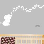Elephant Bubbles Nursery Wall Decal Set (White)