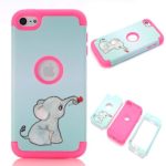iPod touch 6 Case,iPod touch 5 Case,JMcase[Lovely Elephant Series](RoseRed)Full-body 3 IN 1 Bumper Protective Case Cover Fit for Apple iPod touch 5 6th Generation,Sent Stylus and Screen Protector