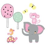 Bedtime Originals Twinkle Toes Jungle Elephant Wall Appliques, Pink