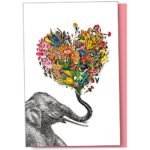 Tree-Free Greetings Eco Notes 12-Count Love Elephant Flower Blank Notecard Set With Envelopes, All Occasion, Floral (FS56864)